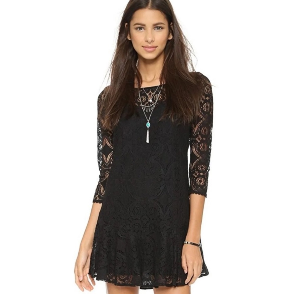 💕3/$25💕 Free People Sheer Black Lace Dress